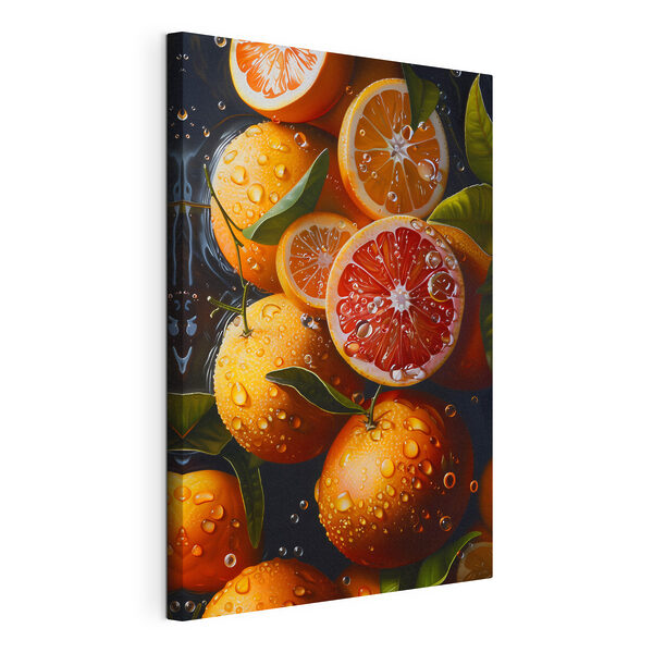 Gruppe von Orangen mit Wassertropfen auf ihnen Wandbilder Gruppe von Orangen mit Wassertropfen auf ihnen