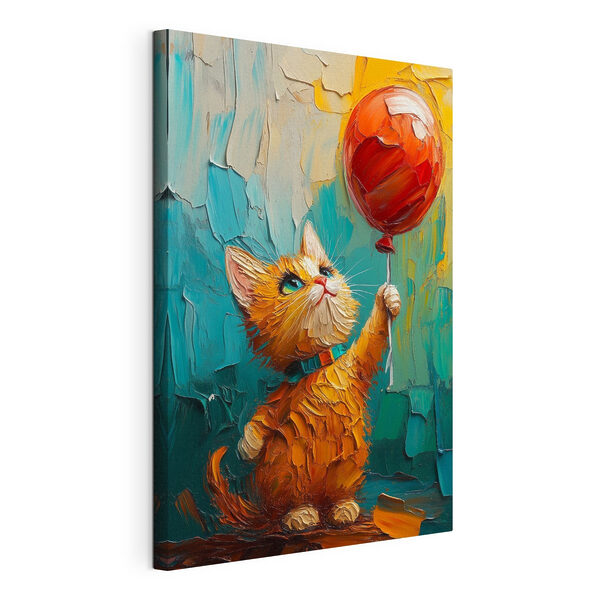 Gemälde einer Katze, die einen Luftballon hält Wandbilder Gemälde einer Katze, die einen Luftballon hält
