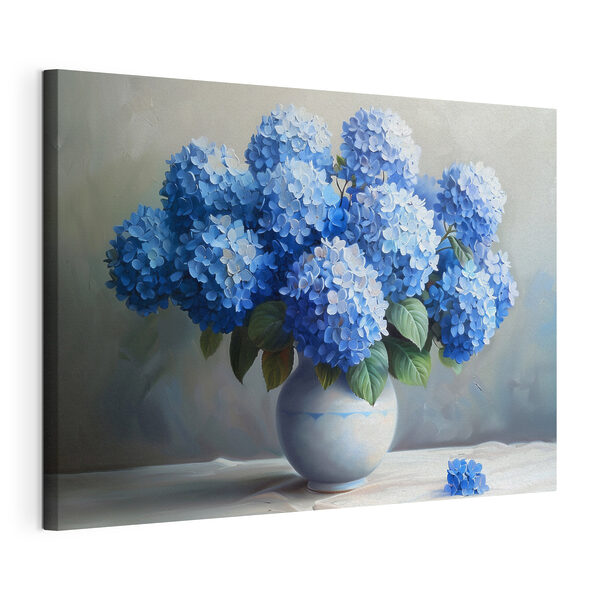 Wandbilder Wandbilder Ein Gemälde mit blauen Blumen in einer Vase (Artikelnummer: s38696)