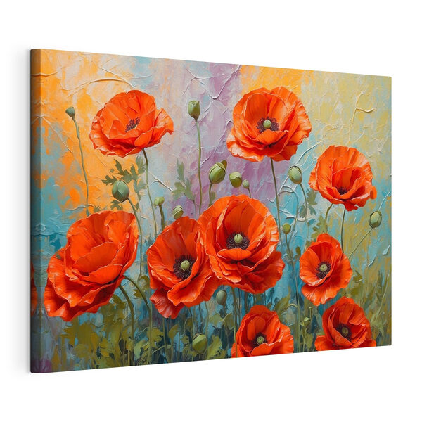 A painting of red flowers A painting of red flowers