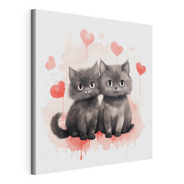 Zwei Katzen sitzen nebeneinander Wandbilder Zwei Katzen sitzen nebeneinander
