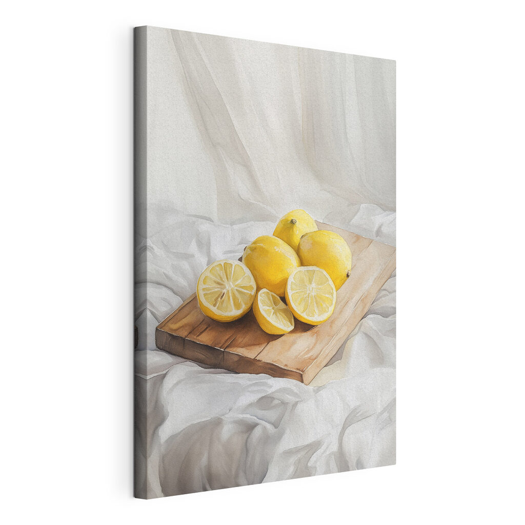 Group of lemons on a cutting board