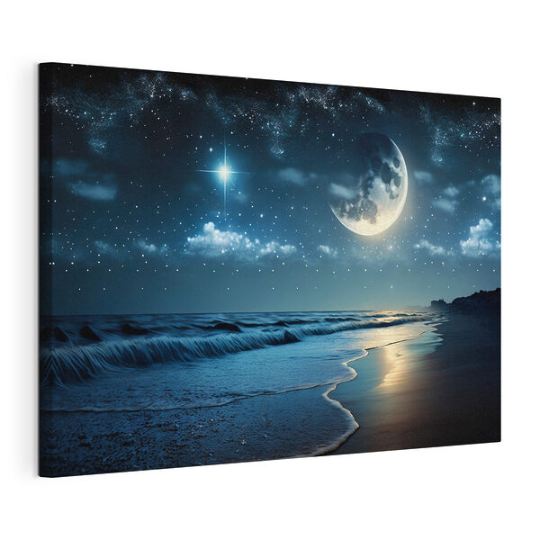 Wandbilder Mond und Sterne über einem Strand