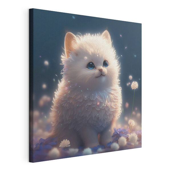 Eine weiße, flauschige Katze mit blauen Augen Wandbilder Eine weiße, flauschige Katze mit blauen Augen