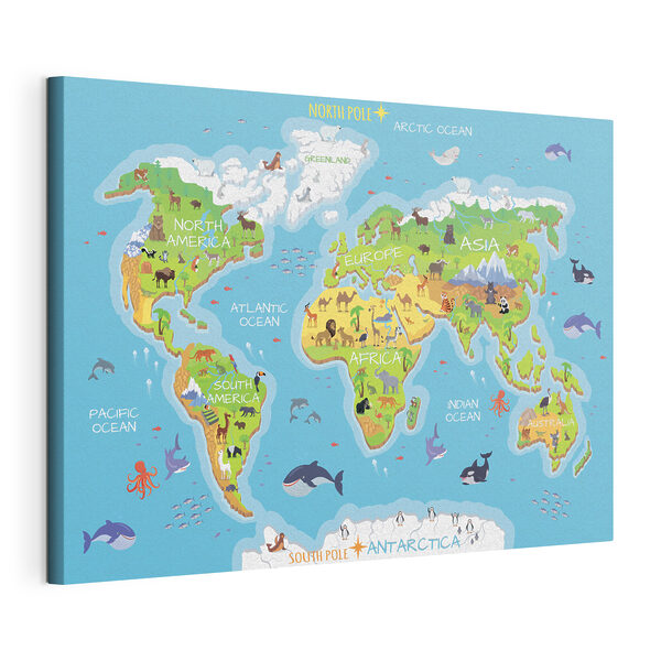 Karte der Welt mit Tieren Wandbilder Karte der Welt mit Tieren