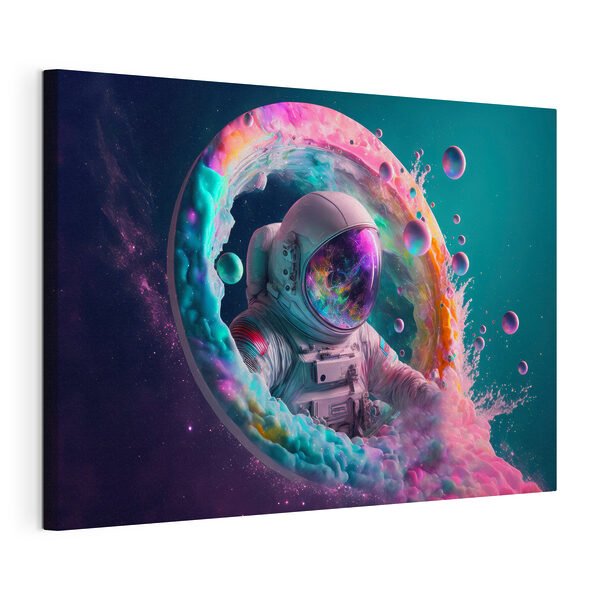 Wandbilder Ein Astronaut in einem bunten Kreis