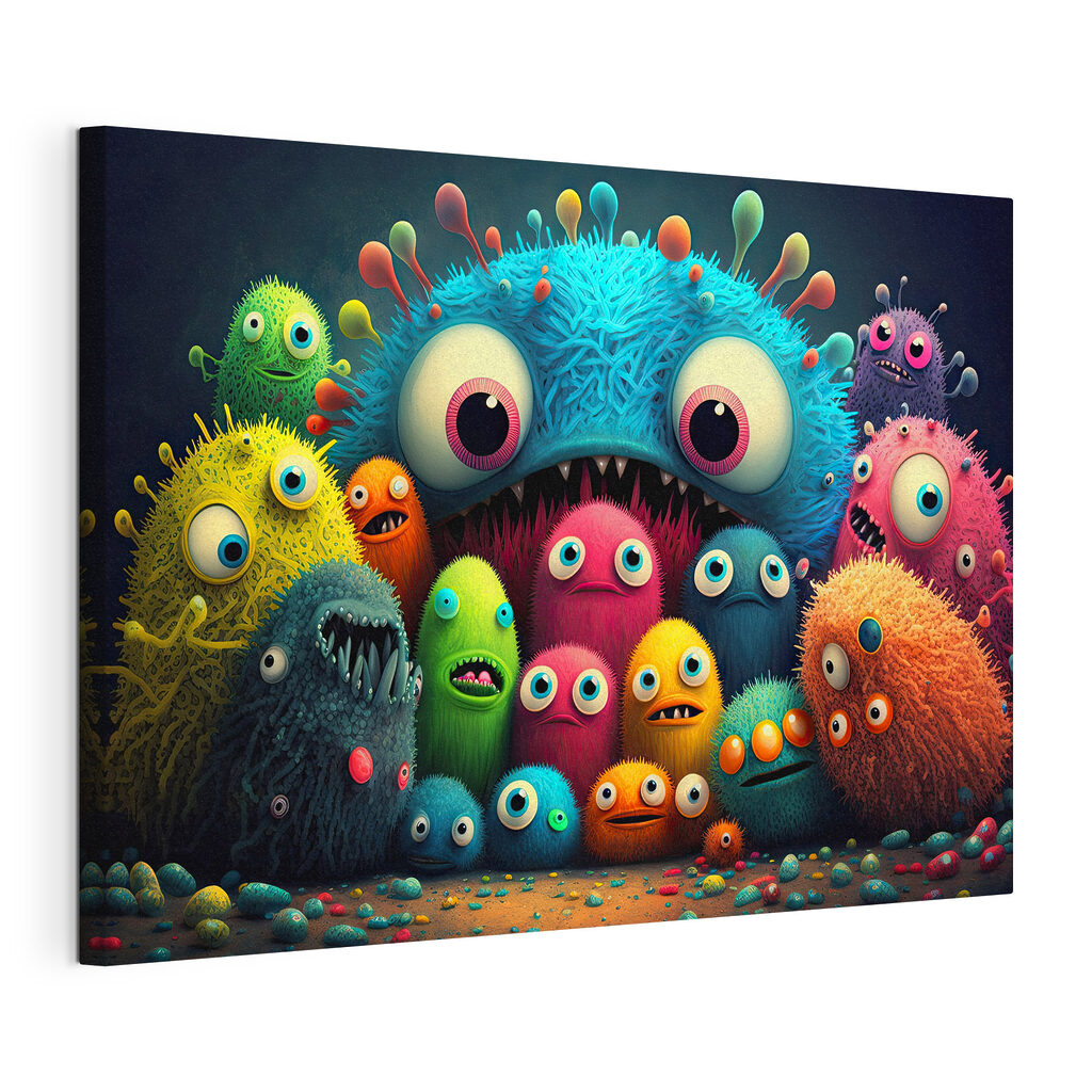 A group of colorful monsters