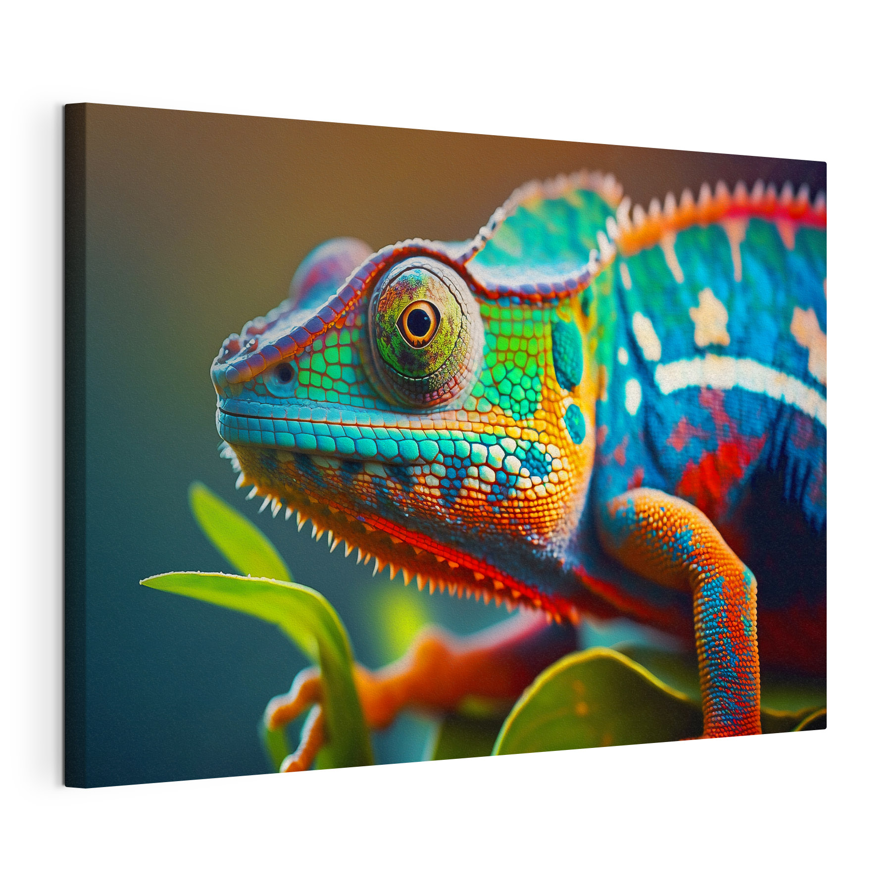 Colorful lizard on a leaf