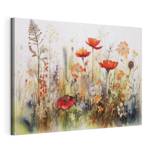 Wandbilder Ein Gemälde mit Blumen und Pflanzen