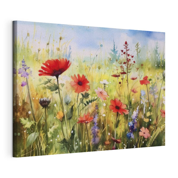 Wandbilder Ein Gemälde mit Blumen auf einem Feld