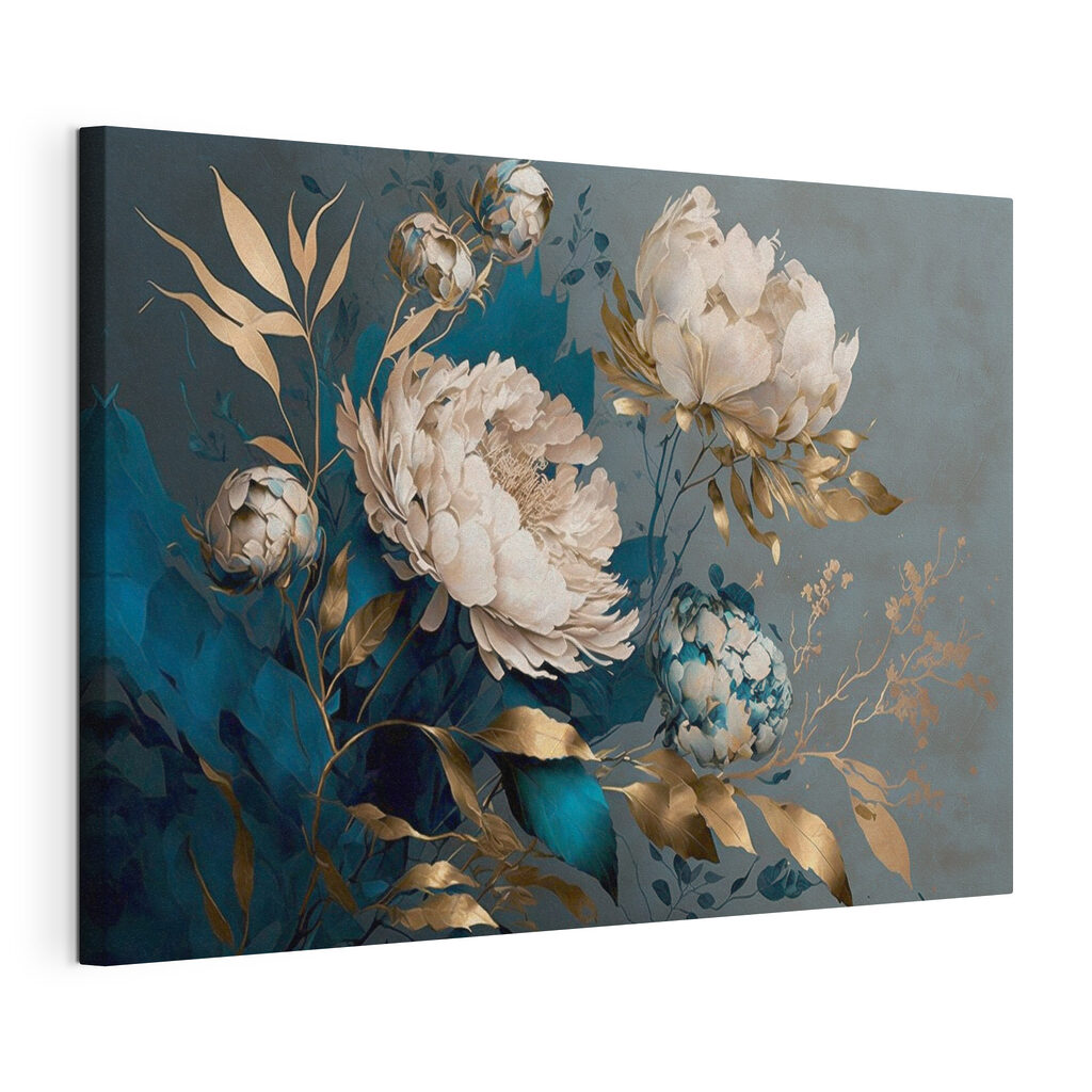 A painting of flowers and leaves A painting of flowers and leaves