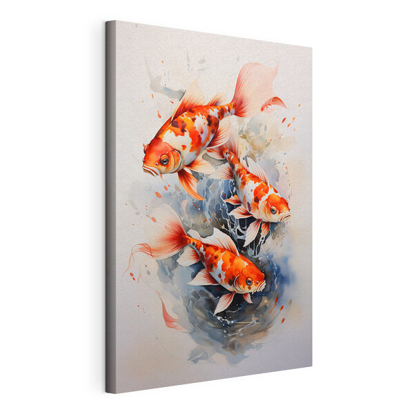 Wandbilder Gruppe von orangefarbenen und weißen Fischen