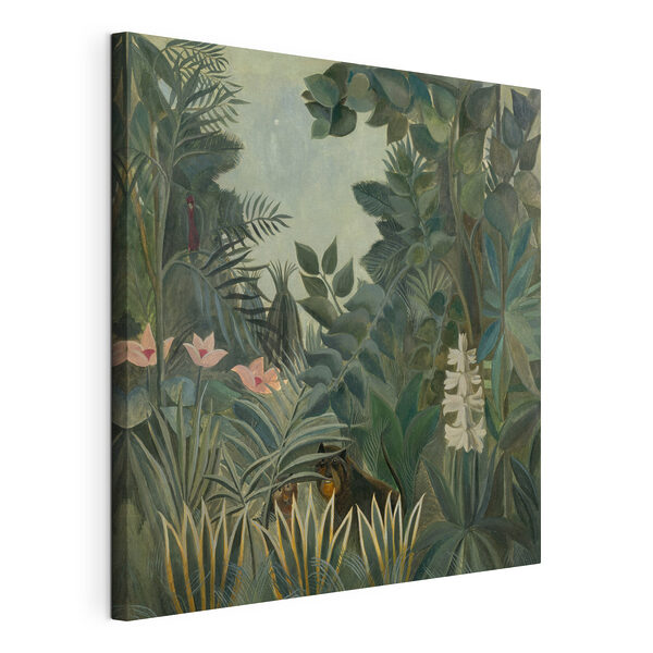 Ein Gemälde eines Dschungels mit Pflanzen und Blumen Wandbilder Ein Gemälde eines Dschungels mit Pflanzen und Blumen