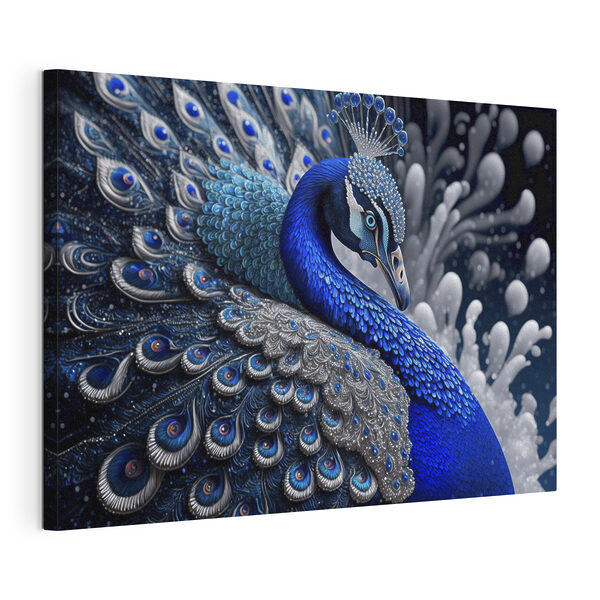Ein blau-silberner Pfau Wandbilder Ein blau-silberner Pfau