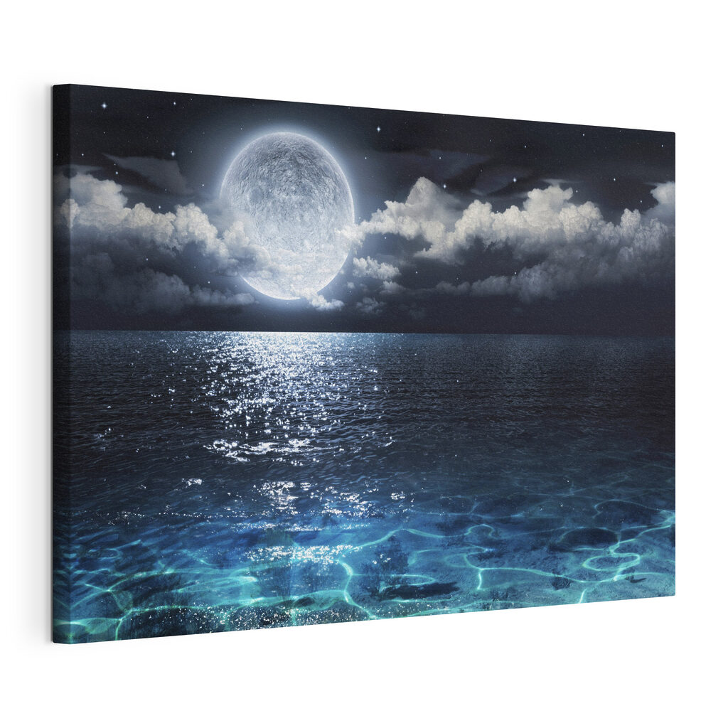 A moon over water at night A moon over water at night