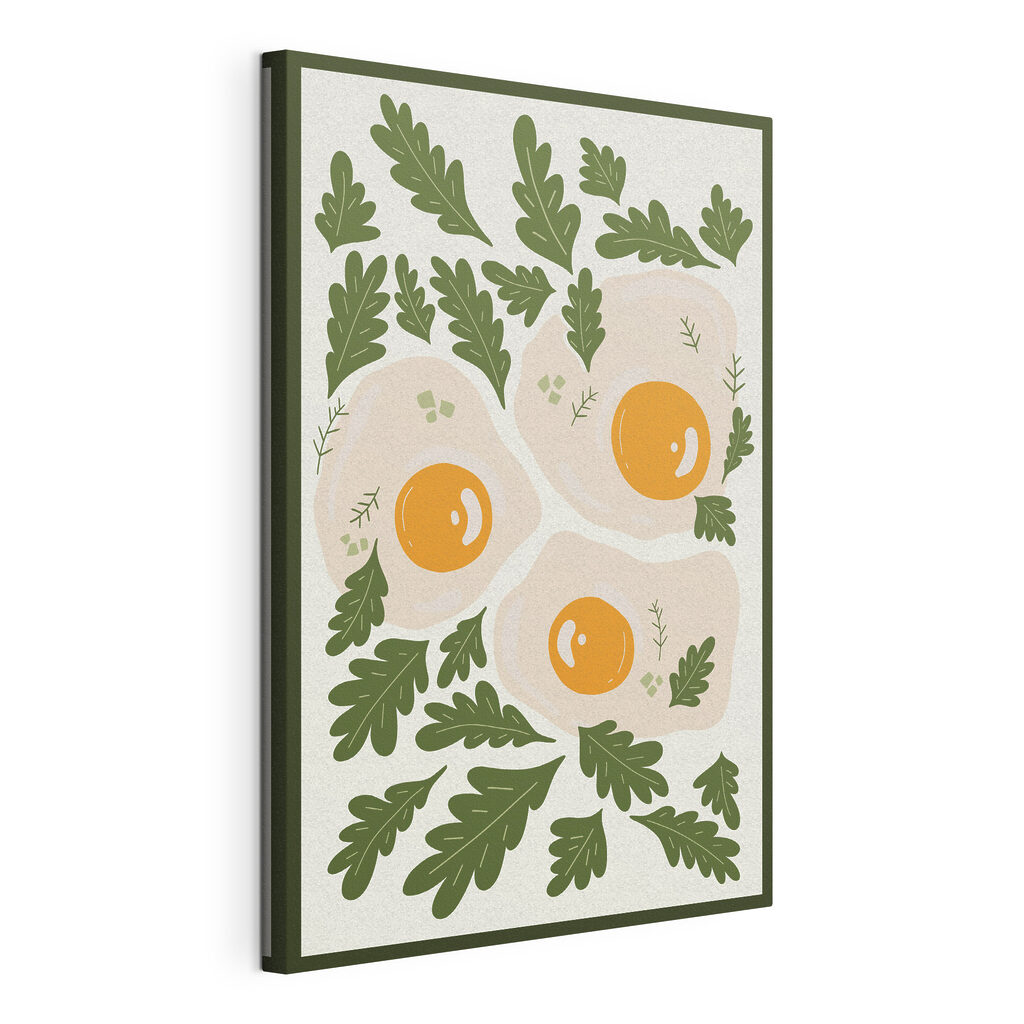 A picture of eggs and leaves