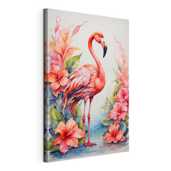 Ein Flamingo und Blumen Wandbilder Ein Flamingo und Blumen