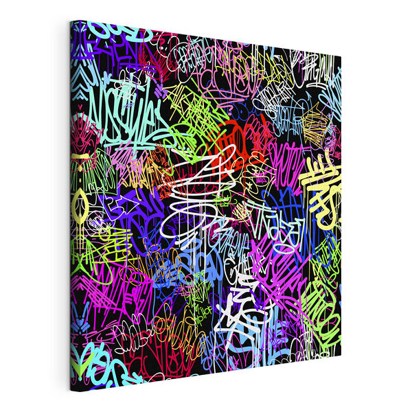 Ein buntes Graffiti auf schwarzem Hintergrund Wandbilder Ein buntes Graffiti auf schwarzem Hintergrund