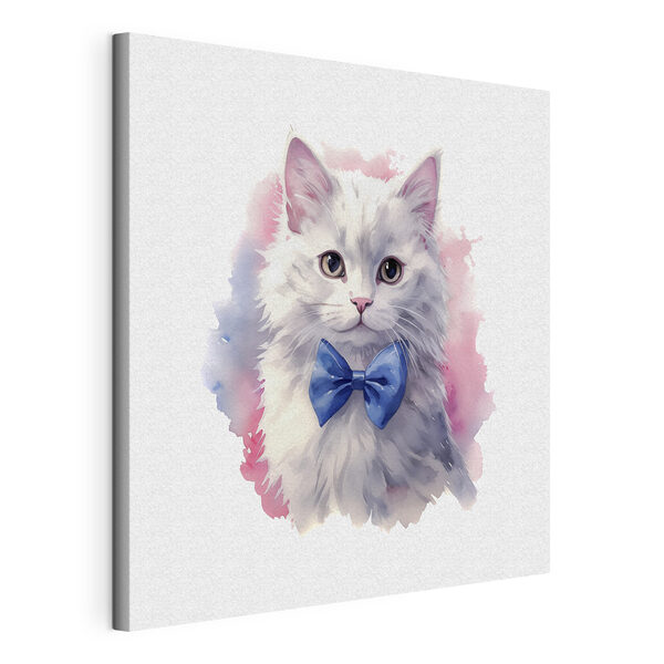 Wandbilder Ein Aquarell einer Katze mit Fliege