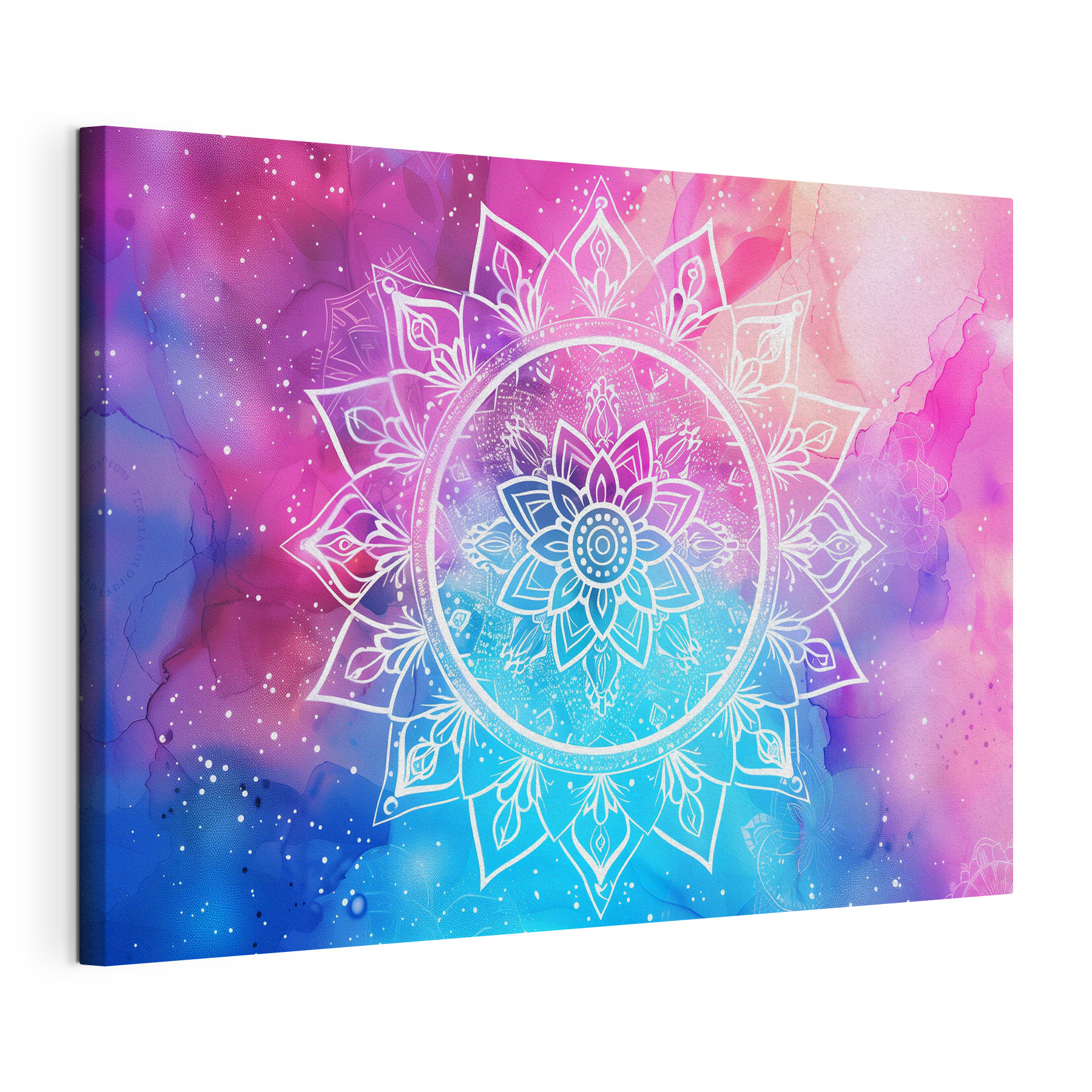 A white mandala on a colorful background