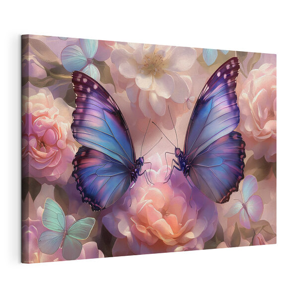 Wandbilder Zwei Schmetterlinge auf einer Blume