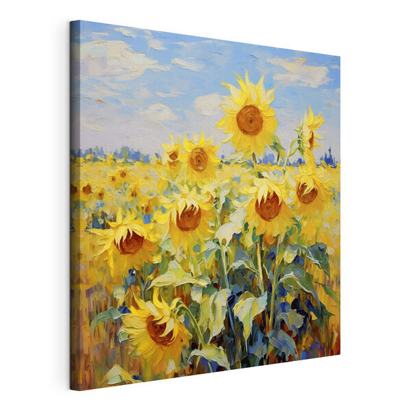 Wandbilder Wandbilder Ein Gemälde mit Sonnenblumen auf einem Feld (Artikelnummer: s38953)