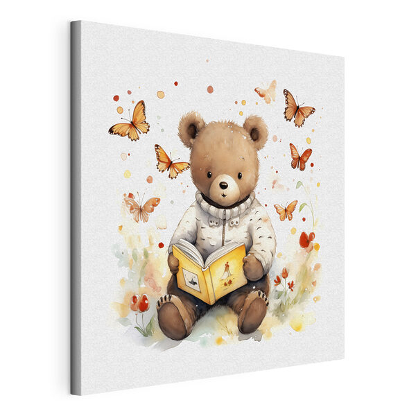Wandbilder Ein Teddybär, der ein Buch liest, in dem Schmetterlinge herumfliegen (Artikelnummer: s39025) Wandbilder Wandbilder Ein Teddybär, der ein Buch liest, in dem Schmetterlinge herumfliegen (Artikelnummer: s39025)