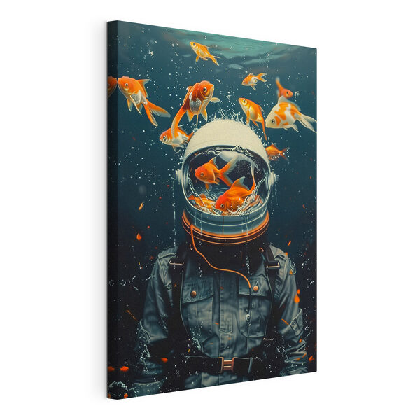 Wandbilder Wandbilder Weltraumhelm gefüllt mit schwimmenden Fischen (Artikelnummer: s39041)