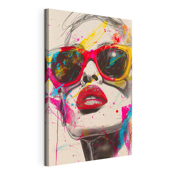 Wandbilder Eine Frau mit Sonnenbrille und Lippen