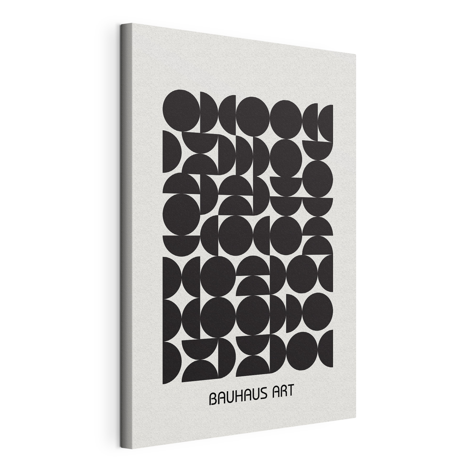 A black and white pattern of circles and half circles