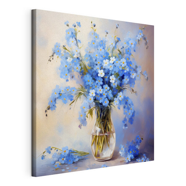 Ein Gemälde mit blauen Blumen in einer Vase Wandbilder Ein Gemälde mit blauen Blumen in einer Vase
