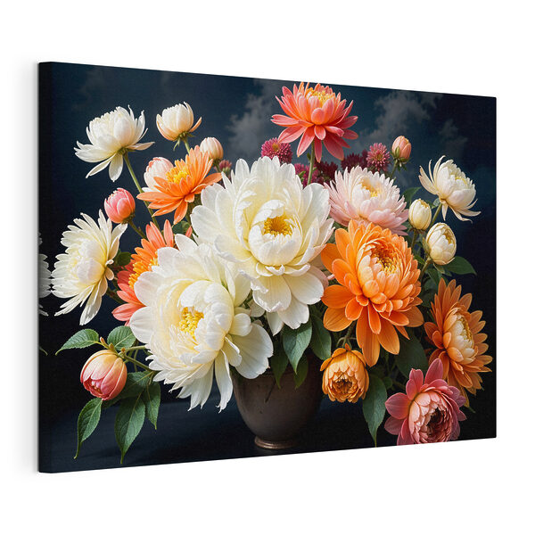 Vase of flowers with a cloudy sky