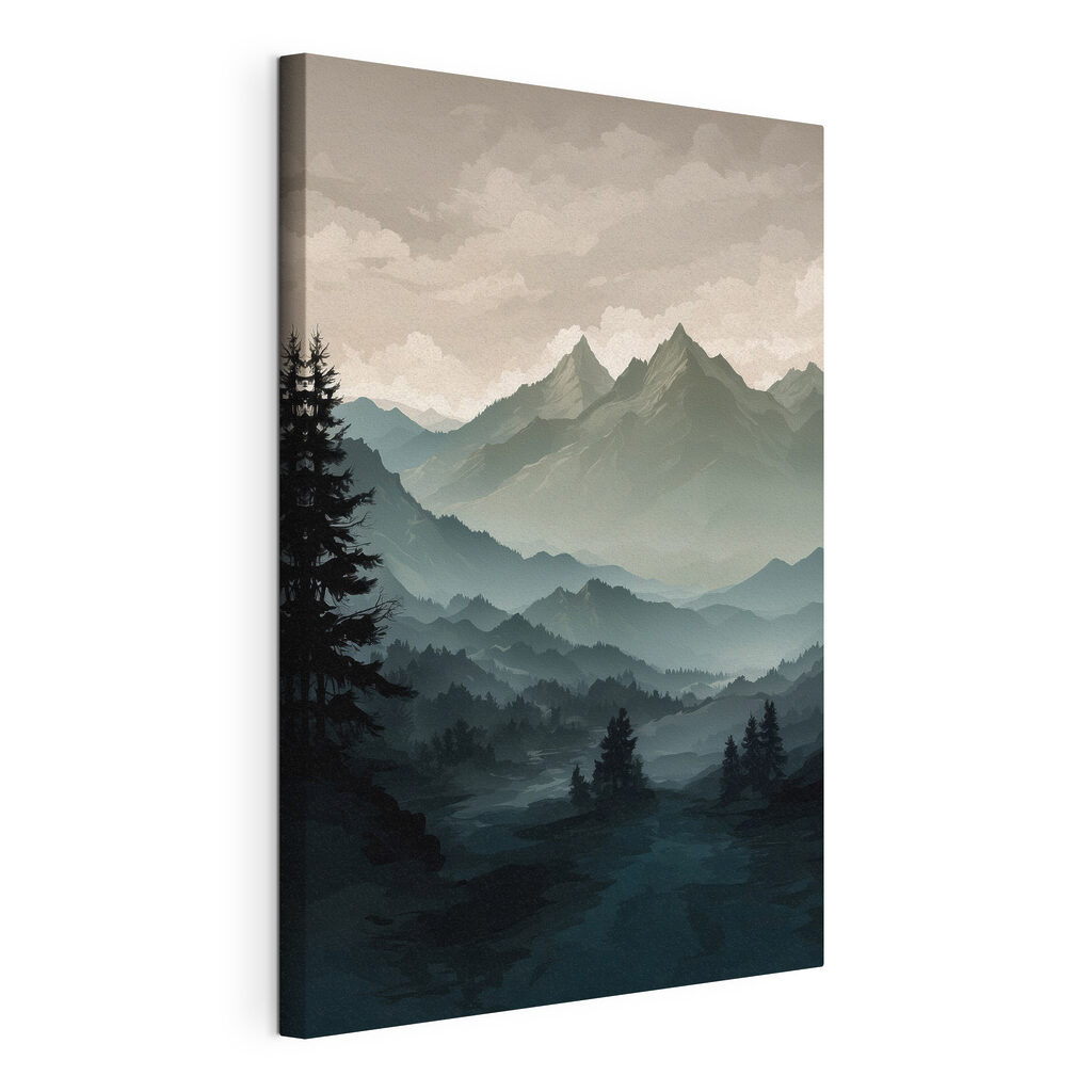 Landscape of mountains and trees Landscape of mountains and trees