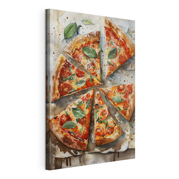 Wandbilder Pizza mit Tomaten und Basilikum