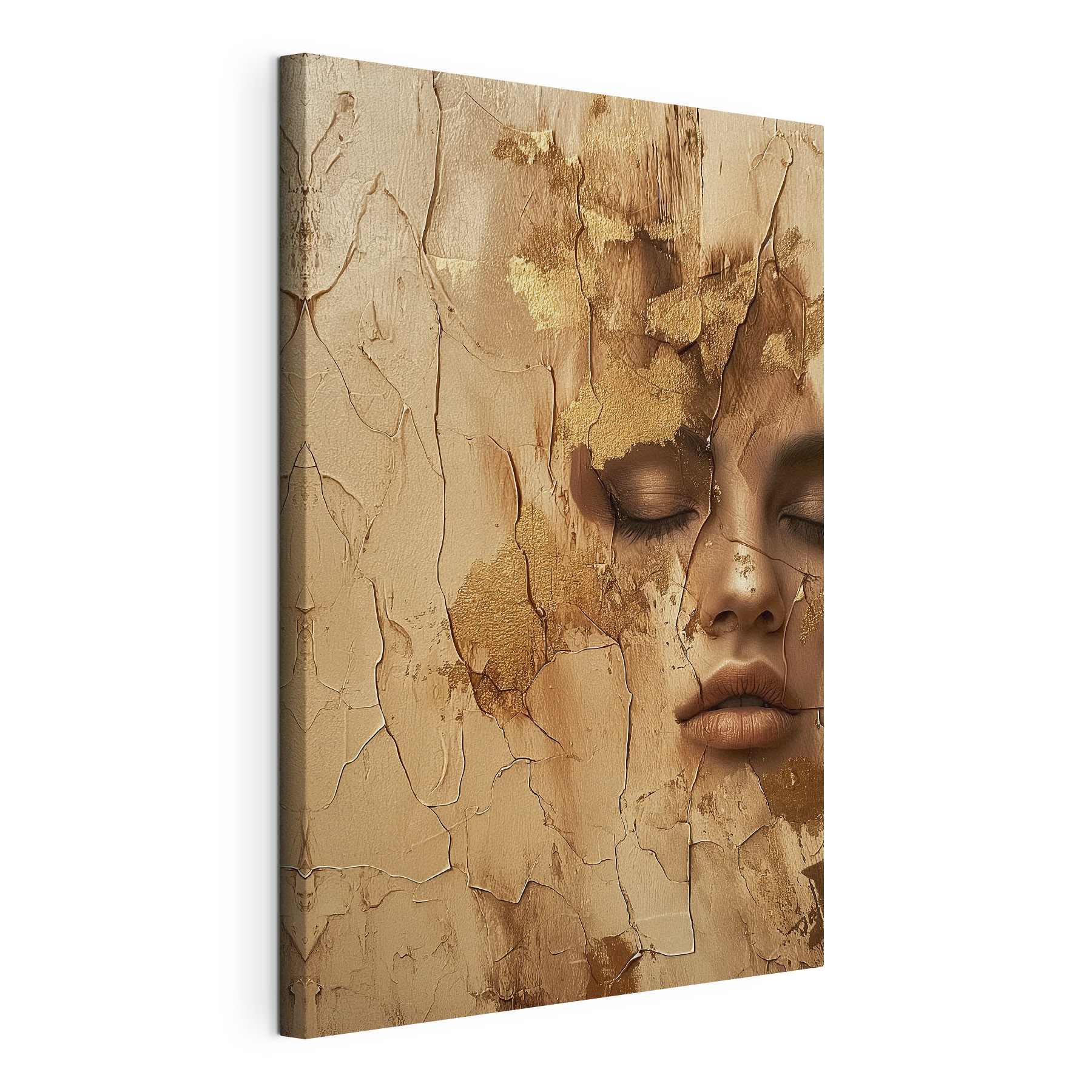 Cracked surface reveals serene face Cracked surface reveals serene face