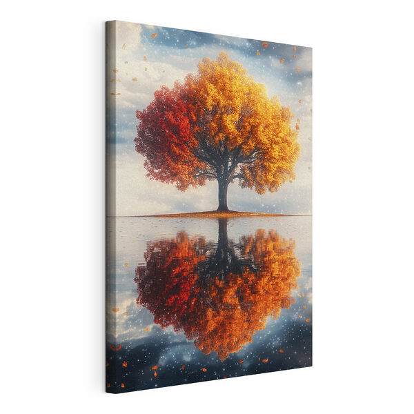 Baum mit orangefarbenen Blättern auf ihm Wandbilder Baum mit orangefarbenen Blättern auf ihm
