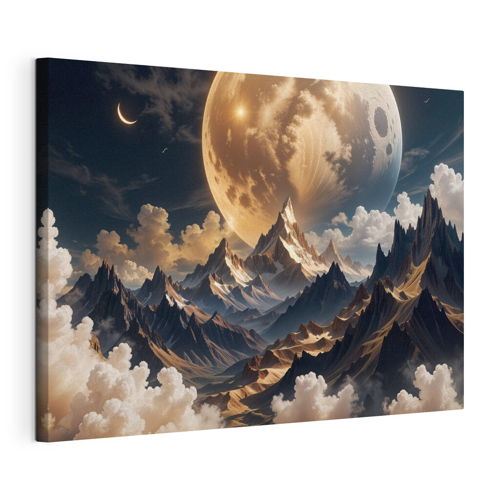 Moon over mountains and clouds