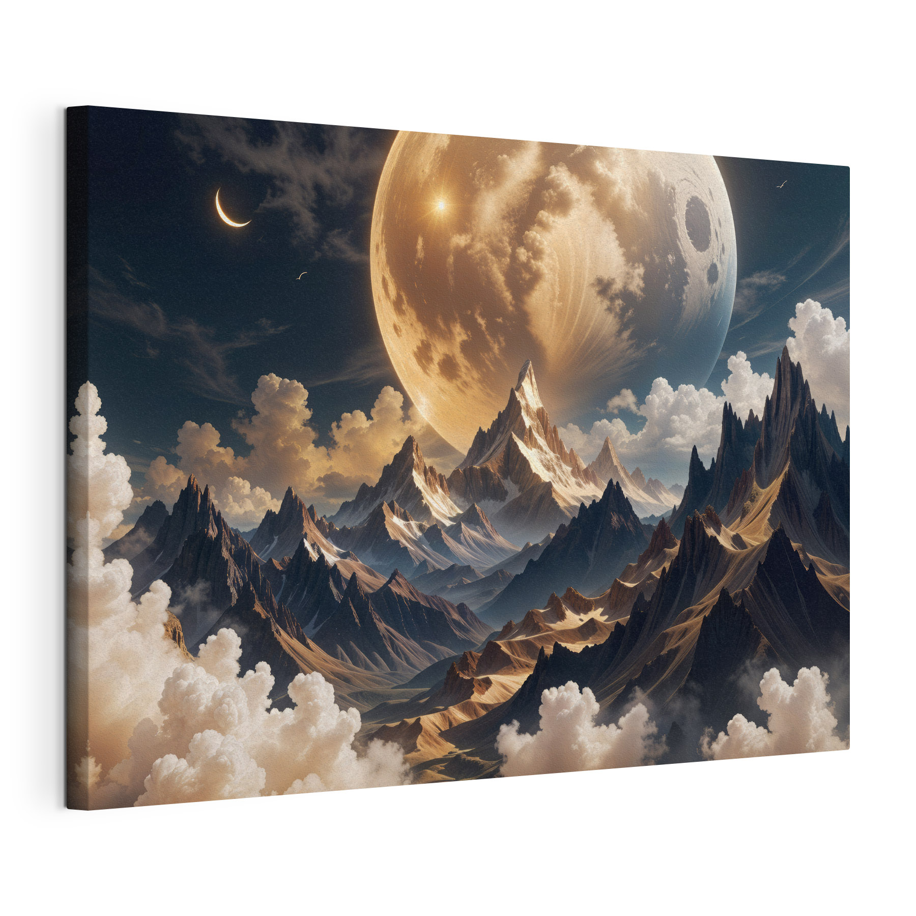 Moon over mountains and clouds