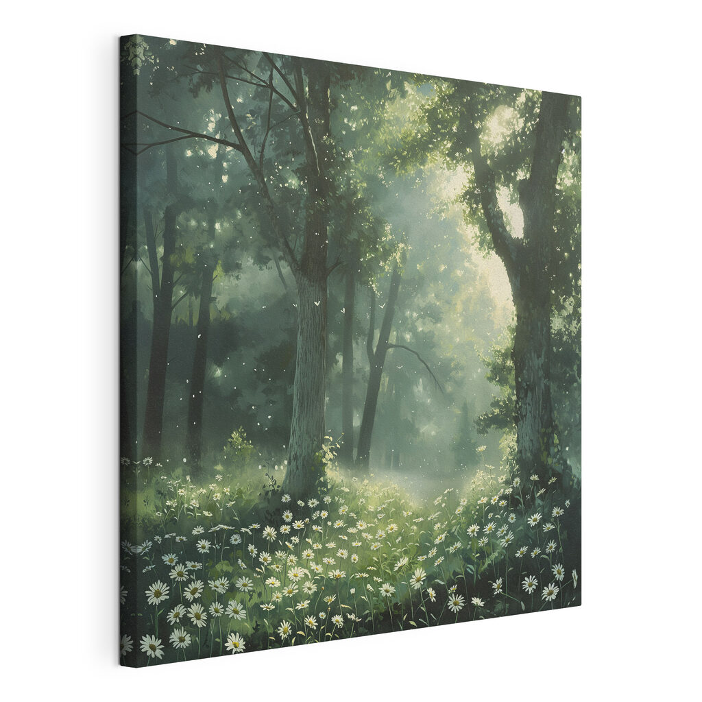 Forest with trees and flowers
