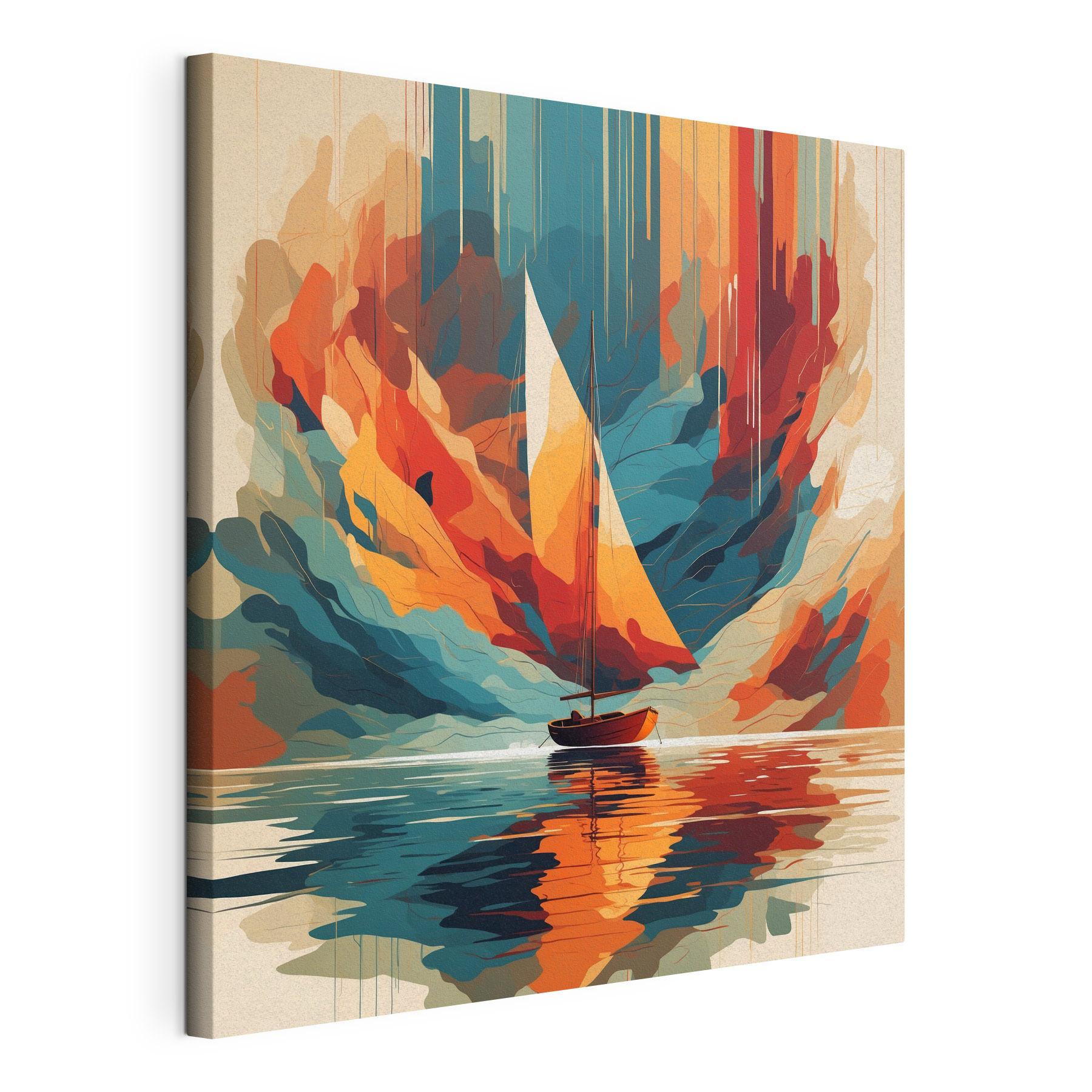 Sailboat on water with colorful clouds Sailboat on water with colorful clouds