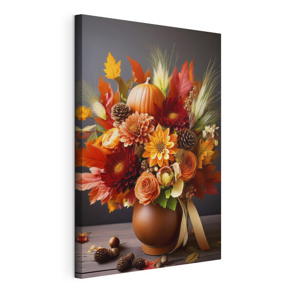 Vase mit Blumen und Kürbissen Wandbilder Vase mit Blumen und Kürbissen