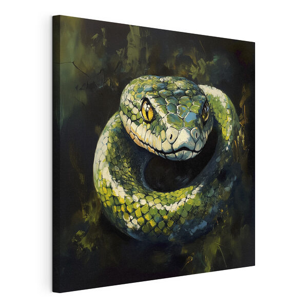 Green snake with yellow eyes Green snake with yellow eyes