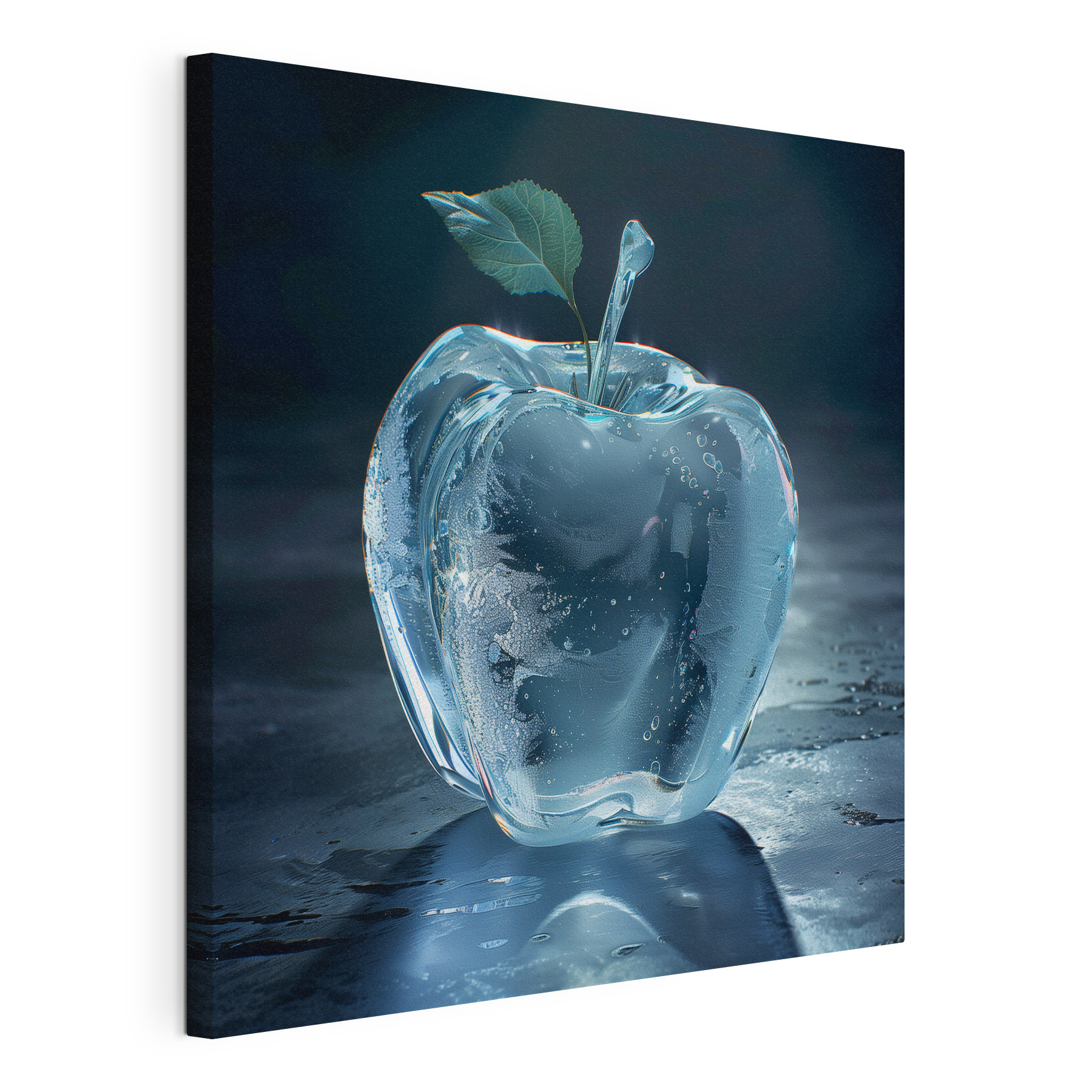An apple shaped ice with a leaf