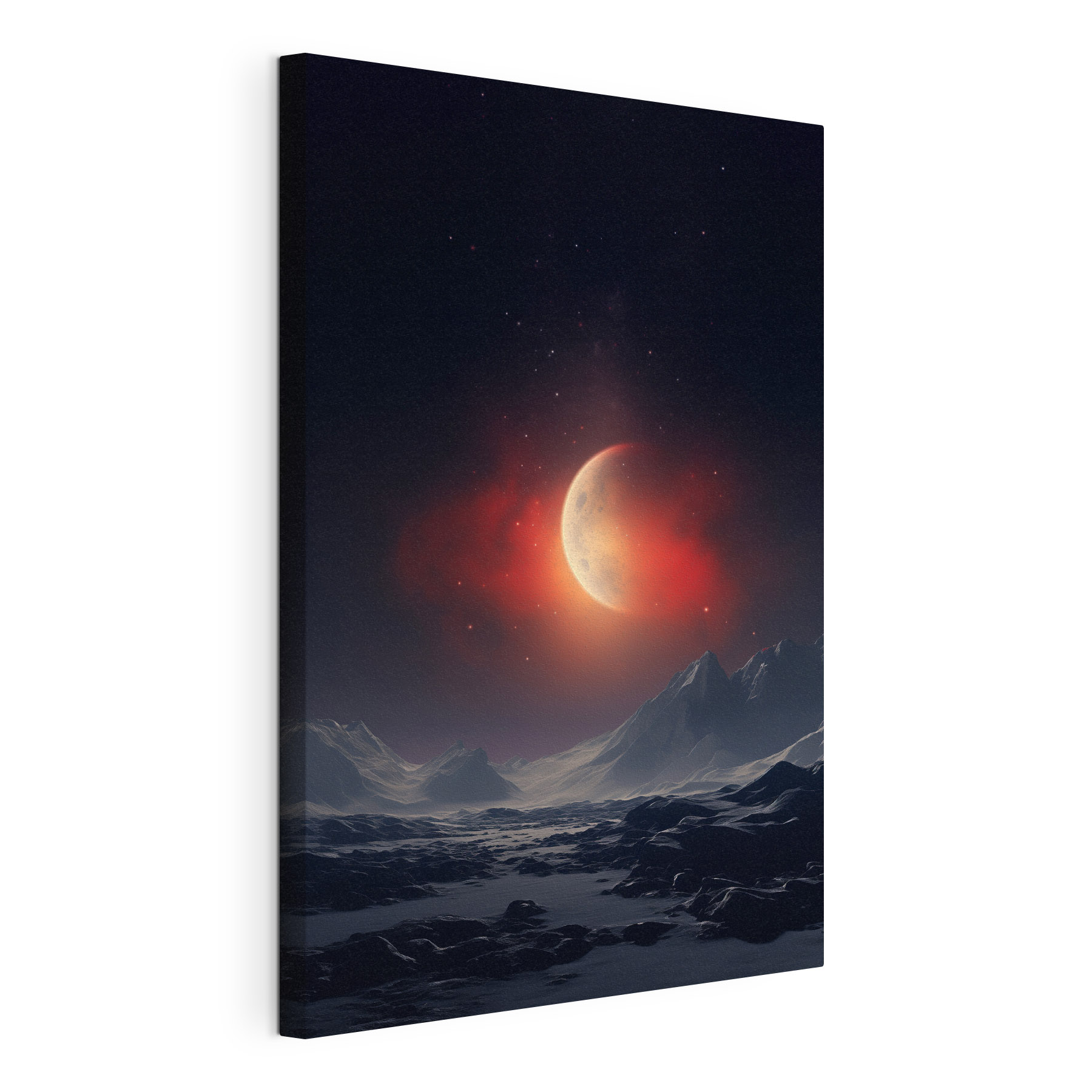 Moon in the sky over mountains