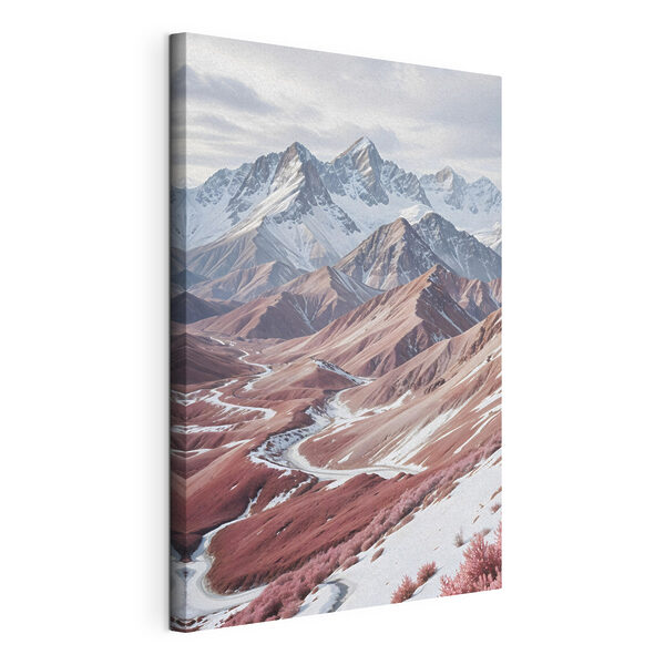 Wandbilder Verschneite Berge mit einer kurvenreichen Straße