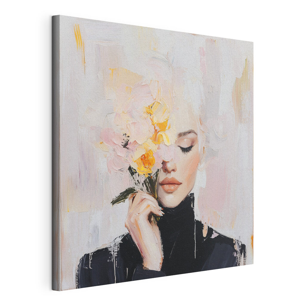 Painting of a woman holding flowers