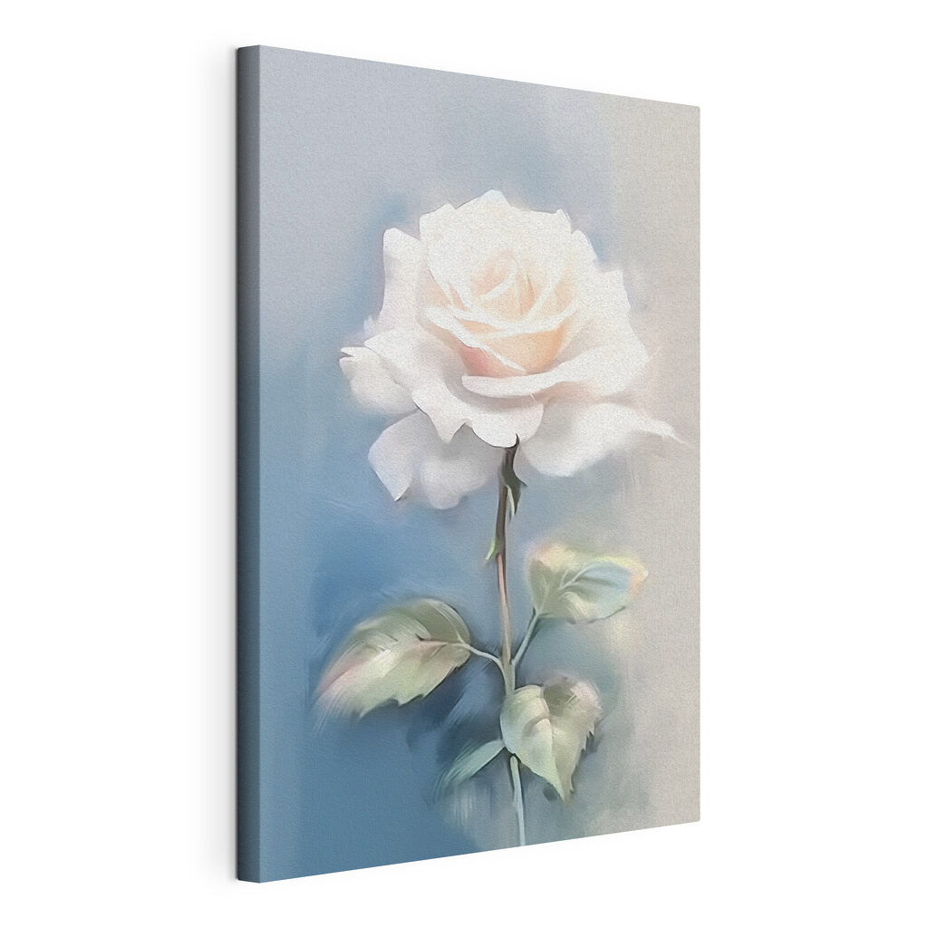White rose with green leaves