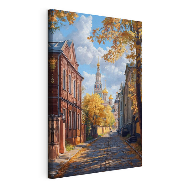 Wandbilder Straße mit Gebäuden und Bäumen