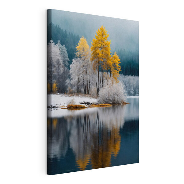 See mit Bäumen und Schnee Wandbilder See mit Bäumen und Schnee