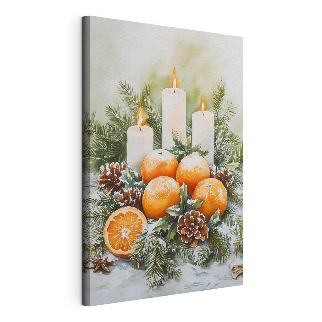 Painting of oranges and candles Painting of oranges and candles